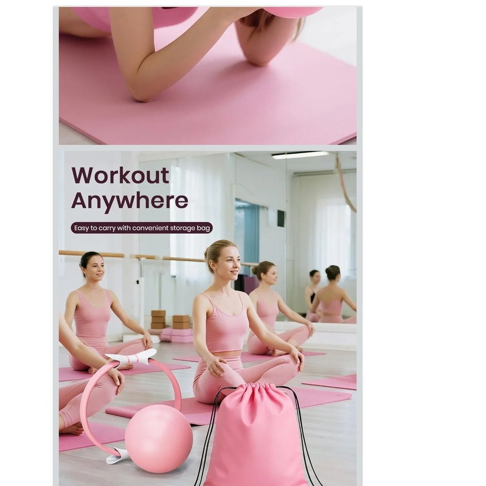 Fuelion Pilates Workout Set Women OS Pink Resistance Bands Ring Ball Kit X00 NWT - Picture 8 of 10